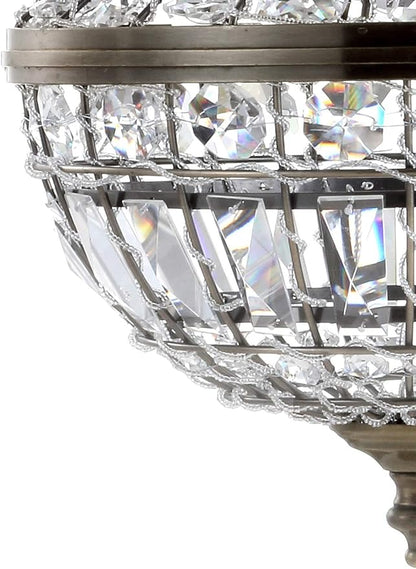JONATHAN Y 10" Antique Brass Regina Empire LED Pendant Light, Glam Adjustable Hanging Chandelier for Dining Room Kitchen Foyer, Clear Crystal Shade, LED Bulb Included JYL6108A