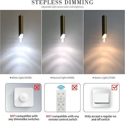 3 Pack Modern Gold Pendant Light Fixture, Acrylic Bubble Cylinder Hanging Lights, 3 Color Temperatures, Minimalist Ceiling Chandelier Lighting for Dining Room, Bedroom, Hallway, Bar, Kitchen Island