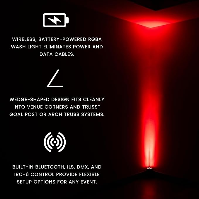 CHAUVET DJ – EZLink Wedge Q3BT ILS Battery Operated LED Wash Light | Quad Color RGBA Output | True Wireless Design, Bluetooth Control from Mobile Devices | ILS Compatibility for Events