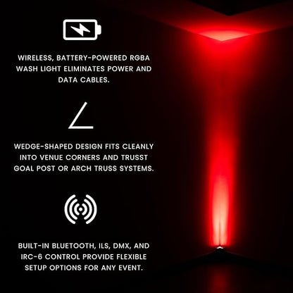 CHAUVET DJ – EZLink Wedge Q3BT ILS Battery Operated LED Wash Light | Quad Color RGBA Output | True Wireless Design, Bluetooth Control from Mobile Devices | ILS Compatibility for Events