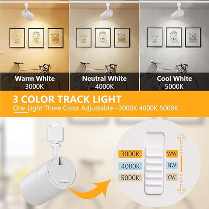 VANoopee 10 Pack 3-Color 20W H Track Lighting Heads Dimmable No Flicker Bright LED Track Lighting Fixtures for Accent Task Retail Kitchen Ceiling Track Light H Type - CRI90+ 36° 2000lm White