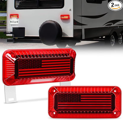 Nilight RV Tail Light 2PCS 72 LED Red Running Stop Brake Turn Signals White License Plate Lights Surface Mount Waterproof Taillights for Caravan Camper Van