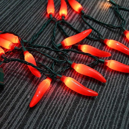 Chili Pepper String Lights Plug in, 13.6Ft 35 LED Red Chili Pepper Christmas Lights, Connectable Chili Lights UL Listed for Outdoor Indoor Kitchen Garden Fiesta Patio Mexican Party Decor, Green Wire