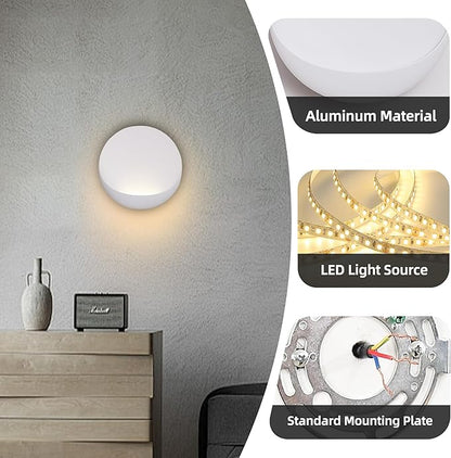 Hyunbae Modern LED Wall Sconce, 8'' Round Wall Lights Outdoor Hardwired Up and Down Wall Mount Light for House,Patio,Porch,Hallway Corridor Light Fixture, Outdoor Wall Lighting 3000K Warm White
