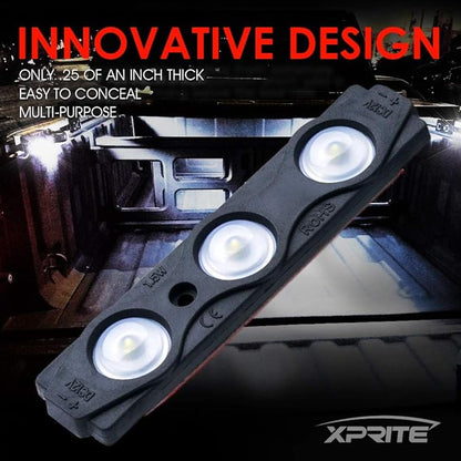 Xprite White Truck Pickup Bed Light Kit, 24 Led Cargo Rock Lighting Kits w/Switch for Van Off-Road Under Car, Side Marker, Foot Wells, Rail Lights - 8 PCS