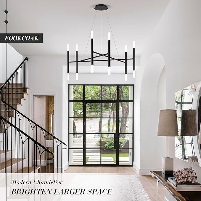 12 Light Black Chandelier Modern Kitchen Chandeliers Adjustable Arms Chandeliers Light Fixture Over Dining Table Comtemporary Metal Hanging Lights Fixture for Bedroom Entry Bathroom, G9