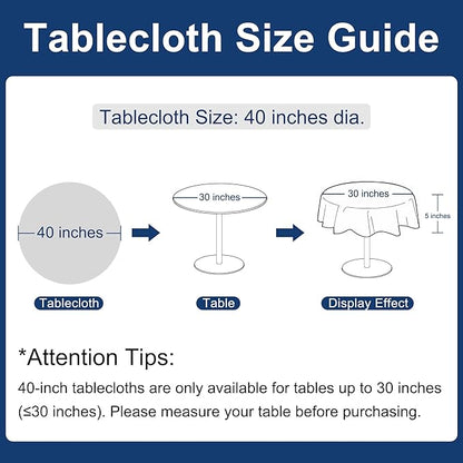 Hiasan Linen Tablecloth 40 Inch Round - Wrinkle and Stain Resistant Washable Polyester Fabric Table Cloth for Dining Room Kitchen Party, Champagne