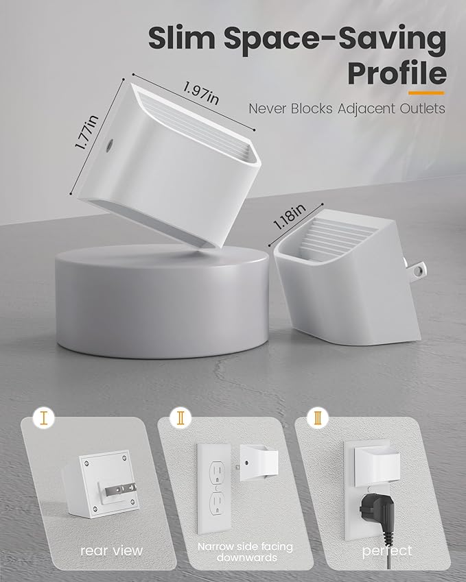 NIORSUN Plug in Night Light, Auto Brightness Sensor Night Light, 3000K Warm White, Ultra-Slim Wall Light for Hallway Bathroom Bedroom Stairs, White, 2 Pack