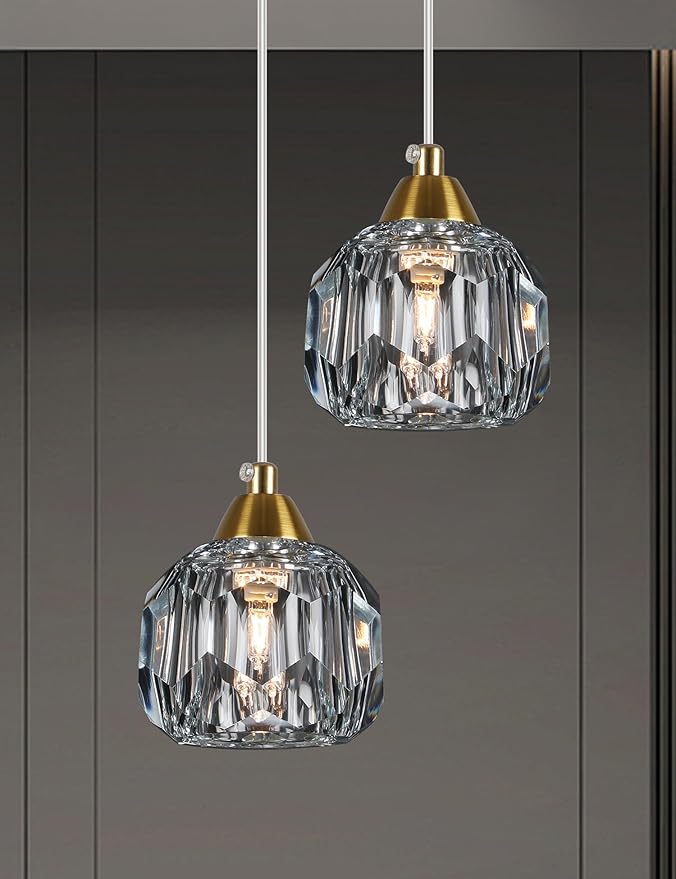 Weesalife Crystal Chandeliers for Staircases, 12-Light Gold Modern Chandeliers for High Ceilings，Crystal Pendant Light Fixture for Living Room Kitchen Island Foyer Hallway Bar
