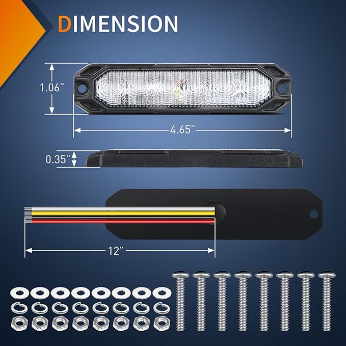 Nilight 6LED Emergency Strobe Lights 4PCS Ultra slim Surface Mount Hazard Caution Light bar 12-24V Sync Feature Warning Flashing Light kit for Truck Car Vehicle ATV SUV UTV Blue