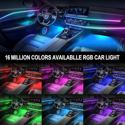 Interior Car LED Strip Lights, Acrylic LED Lights for Car with Dynamic Dreamcolor Chasing, Ambient Lighting Kits Music Sync Wireless APP and RF Remote Control (8 in 1)