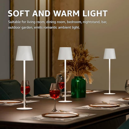 uuffoo 3 Pack Cordless Table Lamp Rechargeable 5000mAH Battery Operated Lights Touch Control LED Portable Desk Lamps 3 Color Dimming for Outdoor Coffee Bedroom Kitchen (White)