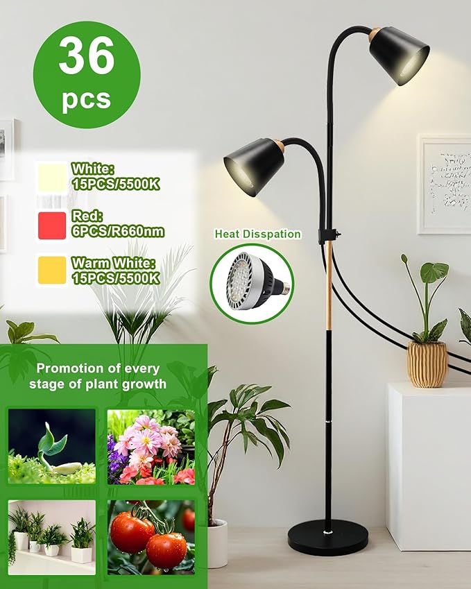 Standing Plant Grow Light, LED Growing Light Full Spectrum for Indoor Plants，4/8/12H Timer, 10-Level Brightness,Flow Grow Light for Tall Large Indoor Plants