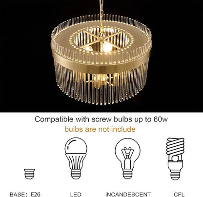 Dijiahua Modern Gold 23.6”Round Chandelier for Dining Room,6-Light Pendant Lights Kitchen Island 1 Pack,2-Tiers Luxury Brushed Brass Adjustable Cord Ceiling Hanging Lamp for for Entryway Living Room
