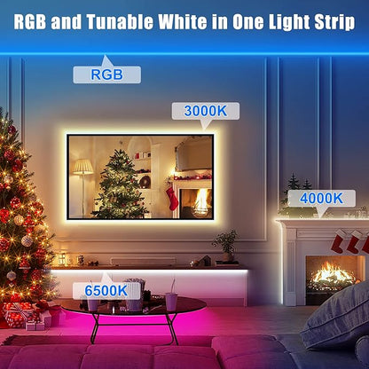Tatazone RGBWW Smart Led Strip Lights, 16.4ft Tunable White 3000K to 6500K+RGB WiFi Led Light Strip Work with Alexa and Google, Color Changing Music Sync Indoor Rope Lights for Bedroom, TV, Cabinet
