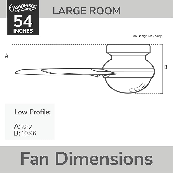 Casablanca 54 inch Indoor Ceiling Fan with LED Light - Low Profile Flush Mount Ceiling Fan for Bedroom, Living Room, or Kitchen, Wall Control, 3 Blades, Includes Bulb - Commodus 59573, Brushed Nickel