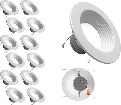 DLR56(v6) 5/6-inch White 900 Lumen 3000K Recessed LED Downlight with Baffle (12 Pack) (DLR566091203KWHBF-12)