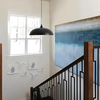 Large Pendant Light Fixtures Ceiling Hanging, 13.7" Dome Pendant Lights,Black Pendant Lighting Fixture,Adjustable Pendant Lamps for Hallway,Farmhouse,Dining Room,Living Room