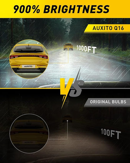 AUXITO 9012/HIR2 Bulbs, 50000LM Brightness 900％ Brighter, 6000K White, Canbus Ready Plug and Play HIR2 Halogen Fog Lamp Replacement, Pack of 2