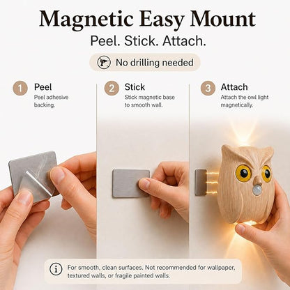 2-Pack Timber Owl Wall Lamp, Cute LED Night Light for Bedroom Decor, Warm Ambient Lighting for Kids Room, Nursery & Hallway, Creative Animal Wall Light, Gift for Home Decoration