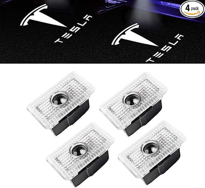 Car Door Lights for Model S/3/X/Y Logo Projector 4 Pack Tesla Puddle Lights LED Welcome Lights Ghost Shadow for Model 3/S/Y/X Accessories