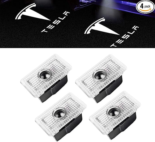 Car Door Lights for Model S/3/X/Y Logo Projector 4 Pack Tesla Puddle Lights LED Welcome Lights Ghost Shadow for Model 3/S/Y/X Accessories