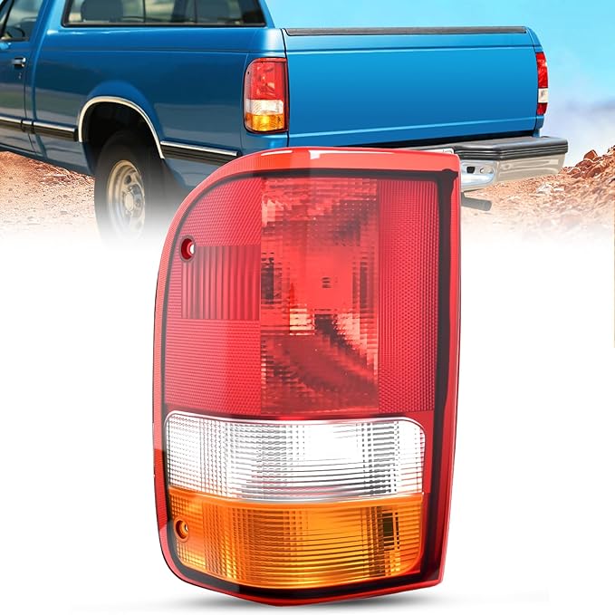 Nilight Taillight Assembly Compatible with 1993 1994 1995 1996 1997 Ford Ranger Red Clear Tail Light OE Style Rear Lamp Replacement Driver Side