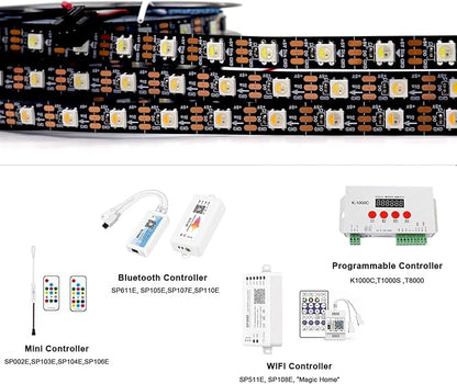 DC5V SK6812 (Similar WS2812B) RGBW RGB+Warm White LED Strip Light 60leds/Pixels/m Individually Addressable 4Color in 1LED Dream Color(16.4ft(5m) 300leds, IP30) (No Adapter or Controller)