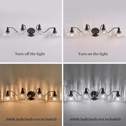 XIEDUN 4 Light Bathroom Vanity Lighting Fixtures Black Vanity Light Fixture Vanity Lights for Bathroom