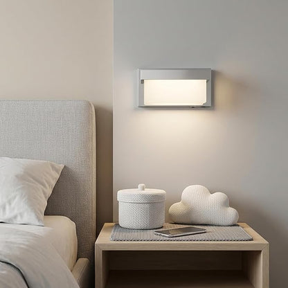 Battery Wall Sconce Chrome Wall Light with On/Off Switch 8 inch LED Wall Lamp Acrylic Lampshade 3CCT Sconce Wall Lighting