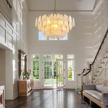 Modern Large Crystal Glass Chandelier, 39.76" Gold Luxury Hanging Pendant Light Fixture,16-Light Round Cloud Ceiling Chandeliers Lighting for Dining Room Living Room Bedroom Foyer Stairway, E12