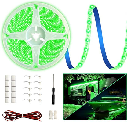 20FT RV Awning Light,12V Green Camper Awning Lighting,Waterproof LED Strip,Exterior Underglow Lighting for RV Motorhome Travel Trailer Food Truck Outdoor Party