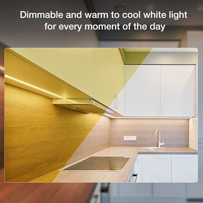 DAYBETTER Under Cabinet Lighting Kit, 6 PCS 20 Inch Under Cabinet Lights, 2700K-6500K Tunable White LED Strip Lights with Remote, 12V Adapter, LED Lights for Kitchen Cabinets, Shelf, Counter, 9.8ft