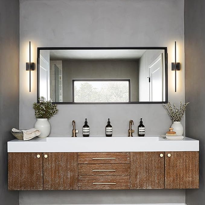 KUZZULL Wall Sconces Set of Two Matte Black Wall Light Fixtures Wall Lamp with Led 3000K 12W Sconces Wall Lighting Wall Lights Sconces Wall Decor Set of 2 Black Wall Sconce Wall Lamps for Bedrooms
