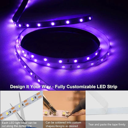 echosari Strip Lights USB 5V, 9.8Ft 180 LED Strip Lights 2835 SMD Super Bright with Self-Adhesive DIY for Cabinet Photo Frames Desks Monitor Shelves Decor (Purple)