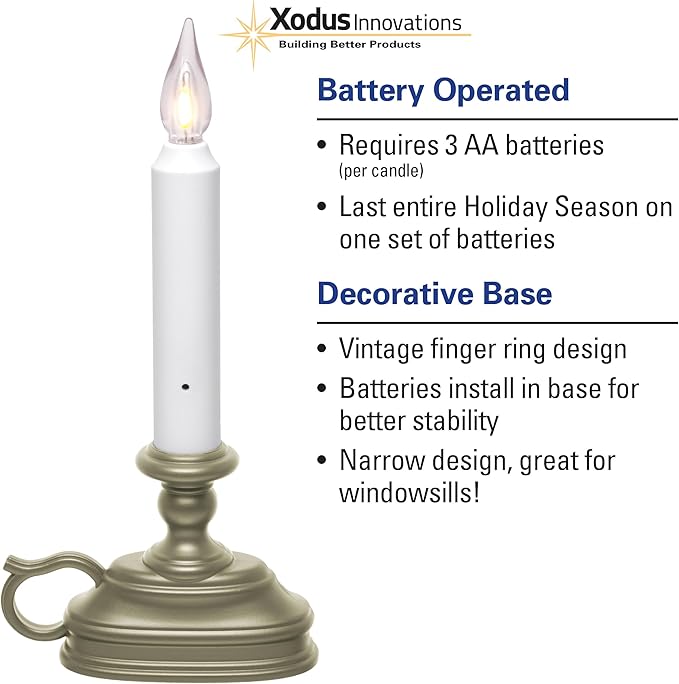 VC1820A 8.5 inch Battery Operated Vintage Filament LED Flameless Window Candle with Dusk to Dawn Timer and 3 Flame Settings, Antique Bronze/Black
