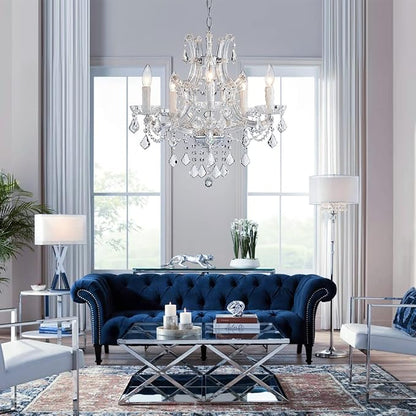 Saint Mossi 5 Light Crystal Maria Theresa Chandelier, Modern K9 Crystal Chandelier Lighting,Crystal Pendant Lighting Fixture for Dining Room,Bedroom,Living Room,H22 x W20 with Adjustable Chain