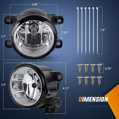 Nilight Fog Lights Assembly Compatible with 2013 2014 2015 2016 2017 2018 2019 2020 Honda City CRV CRZ Civic Crosstour Ram Promaster Jeep Cherokee Compass Acura TSX ILX RDX Chrysler