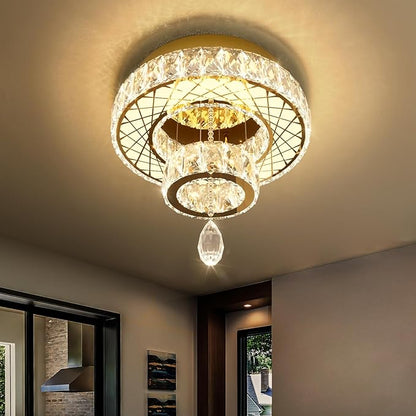 HAIXIANG Chandelier Bedroom LED Light Modern Hallway Ceiling Lighting Fixtures for Kitchen Dining Room Kitchen Remote Dimmable Gold Lights