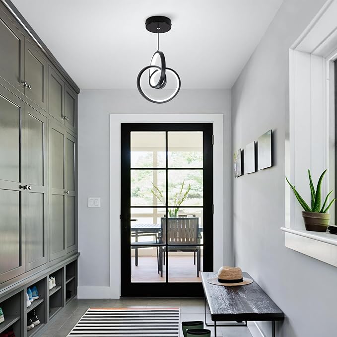 Modern LED Pendant Light Fixtures 5500K Pendant Lights Kitchen Island Lighting Adjustable Height Black Hanging Lamp for Dining Room Bedroom Living Room,3 Packs