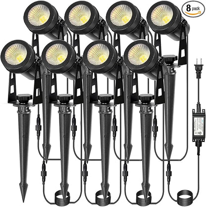 CPLIRIS Outdoor Landscape Lighting, LED Spot Lights Kit for Garden, Yard, House, Lawn, Tree, Flags, Fence Use, Warm White 2700k-3300k, IP67 Waterproof & Connectable - 8 Pack