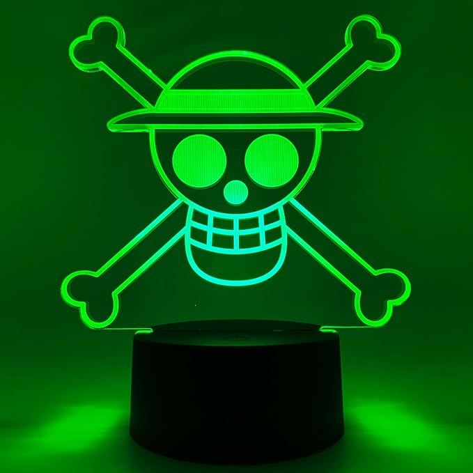 Otaku Lamps Jolly Roger One Piece – Anime Lamp Figure Night Light, 16 Color RGB LED – 3D Anime Room Décor Gift for Otaku