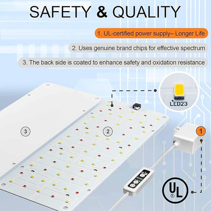 Panel Grow Light for Indoor Plants, 20W Ultra-Thin Full Spectrum LED Grow Light for Shelf & Cabinet, Dimmable with 6/12/16H Timer, Bluish White, 1-Pack