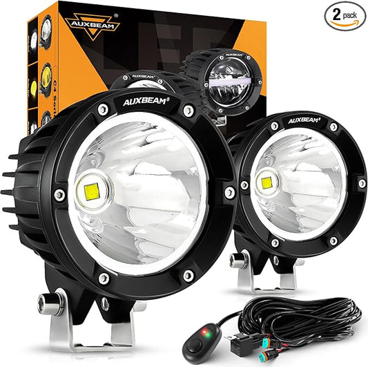 Auxbeam C4 Series LED Pod Lights Spot Beam, 4 Inch 72W Round Off-Road Lights Bumper Spotlights, A-Pillar Fog Automotive Offroad Lighting for Truck Jeep ATV Motorcycle, Pair