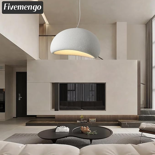 23.6in Wabi Sabi Pendant Light, Kitchen Island Lighting Fixture Ceiling Mount Japanese Lamp Japandi Chandelier for Dining Living Room Hallway Bedroom Restaurant Hanging Lamp, White 1 Pack