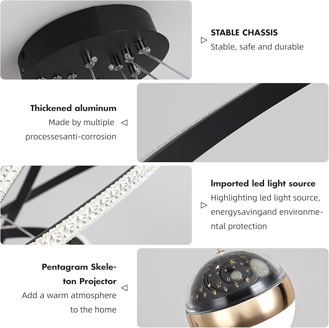 My Precious Modern LED Chandelier, 3-Ring Chandeliers for Dining Room with Remote, 3-Ball Dimmable Pendant Light, High Ceiling Hanging Restaurant LED Chandelier for Living Room, Bedroom.