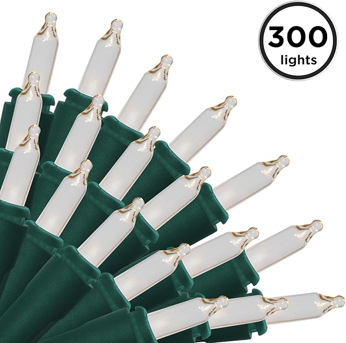 Brite Star 300 Count Mini String to String Lights, Green Wire, Clear