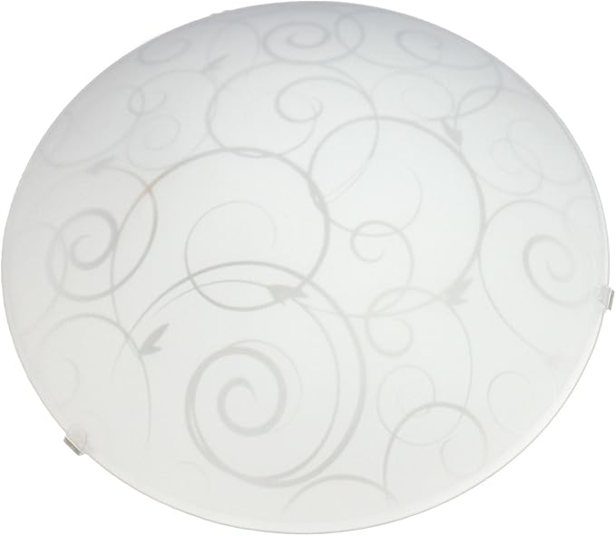 Simple Designs FM3000-WHT Round Flushmount Flush Ceiling Light with Scroll Swirl Design, White (Pack of 2)