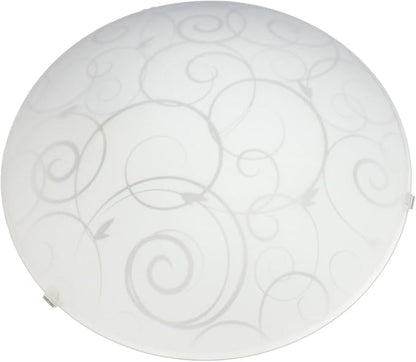 Simple Designs FM3000-WHT Round Flushmount Flush Ceiling Light with Scroll Swirl Design, White (Pack of 2)