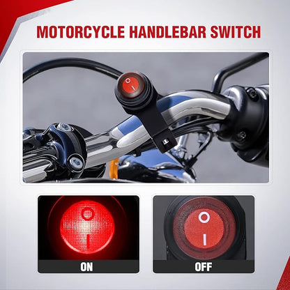 Nilight Motorcycle Handlebar Switch Plug and Play 12V ATV Light Push Button Waterproof ON Off Switches for UTV Driving Lights- Fits 7/8" Handlebars (22mm)